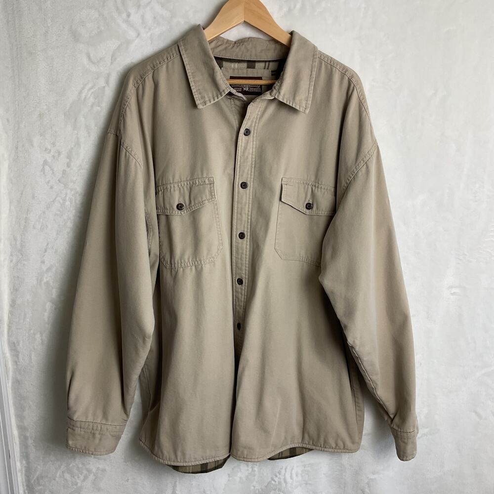 Levi Strauss Flannel Lined Long Sleeve Button up Beige Mens XXL - Picture 2 of 10